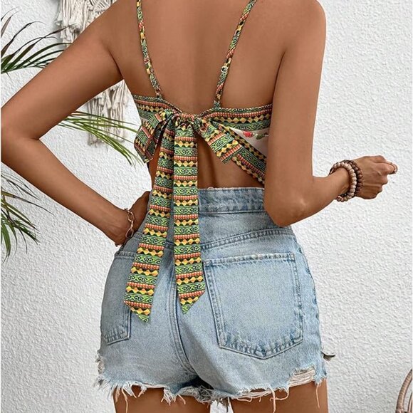 Boho tie back sleeveless top - Picture 6 of 7